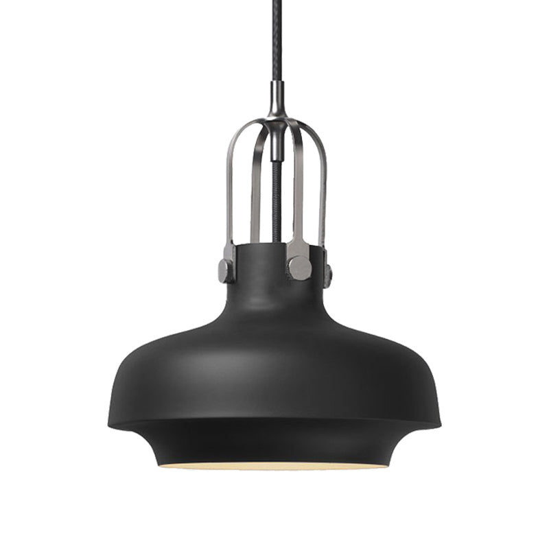 Black/White Bowl Shade Hanging Lamp Industrial Metallic 1 Light Living Room Pendant Light with Adjustable Cord Clearhalo 'Ceiling Lights' 'Modern Pendants' 'Modern' 'Pendant Lights' 'Pendants' Lighting' 137130