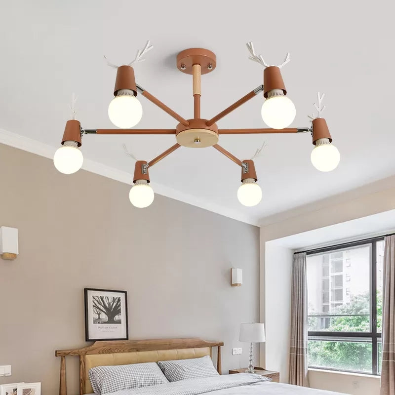 Bedroom Ceiling Lights Contemporary, Glass Ball Semi Flush Light Fixture with Antler for Children Clearhalo 'Ceiling Lights' 'Chandeliers' Lighting' options 13716