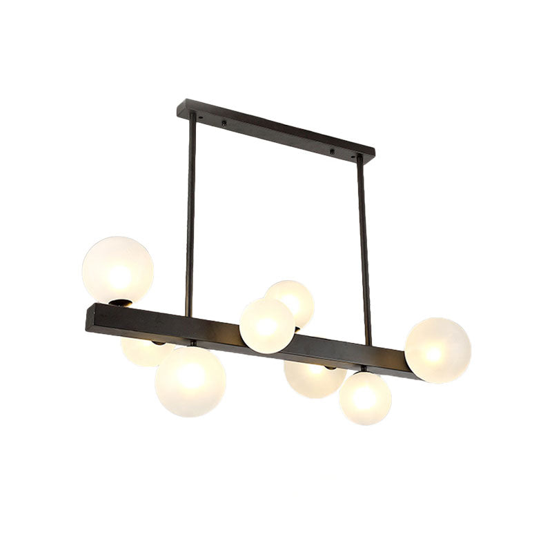 Dining Room Bubble Linear Pendant Glass Shade 8 Lights Modern Simple Black Island Light Clearhalo 'Ceiling Lights' 'Glass shade' 'Glass' 'Island Lights' Lighting' 137199