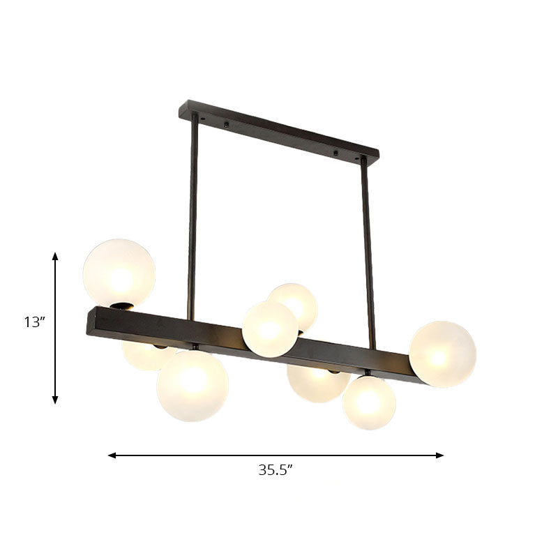 Dining Room Bubble Linear Pendant Glass Shade 8 Lights Modern Simple Black Island Light Clearhalo 'Ceiling Lights' 'Glass shade' 'Glass' 'Island Lights' Lighting' 137200