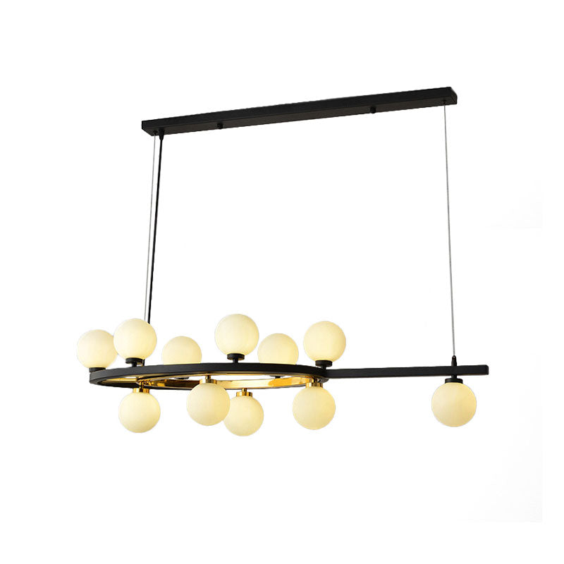 Nordic Bubble Island Lighting 11 Lights Metallic Hanging Pendant in Black for Restaurant Clearhalo 'Ceiling Lights' 'Glass shade' 'Glass' 'Island Lights' Lighting' 137206