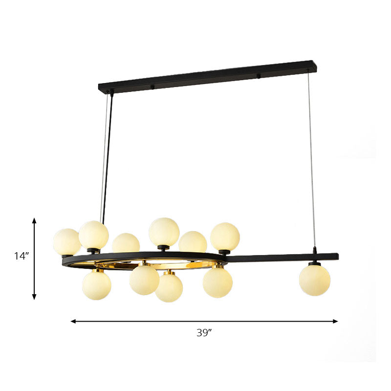 Nordic Bubble Island Lighting 11 Lights Metallic Hanging Pendant in Black for Restaurant Clearhalo 'Ceiling Lights' 'Glass shade' 'Glass' 'Island Lights' Lighting' 137207