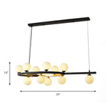 Nordic Bubble Island Lighting 11 Lights Metallic Hanging Pendant in Black for Restaurant Clearhalo 'Ceiling Lights' 'Glass shade' 'Glass' 'Island Lights' Lighting' 137207