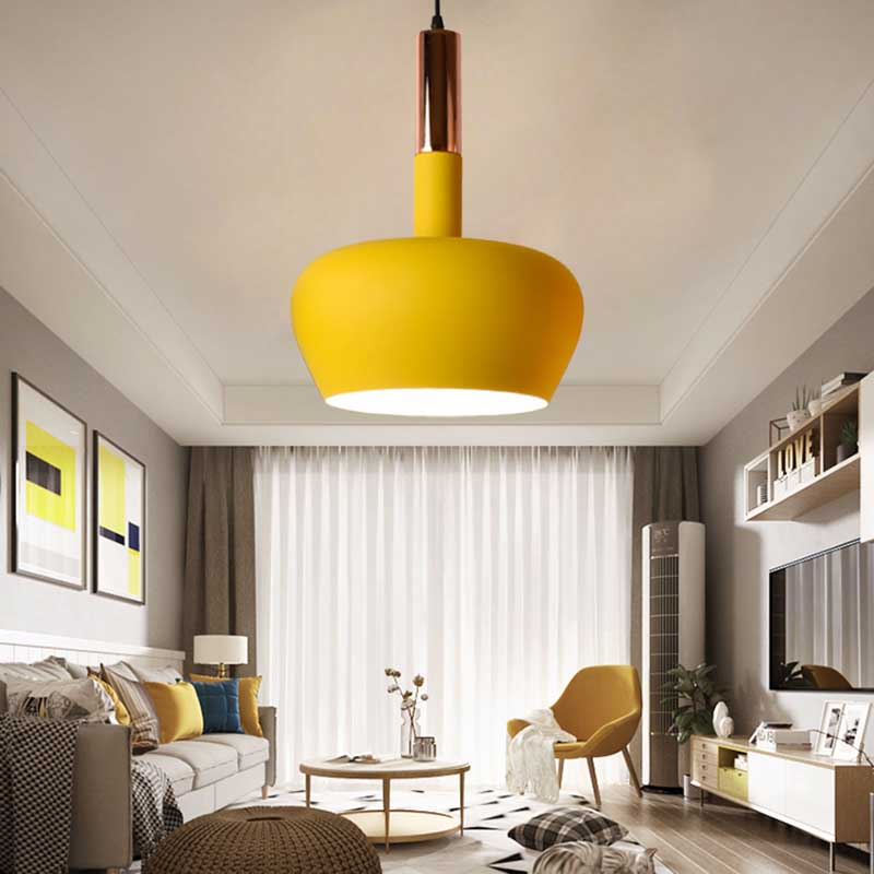 Wine Glass Metal Hanging Pendant Light Modernism 1 Light Blue/Pink/Yellow Suspension Pendant Yellow Clearhalo 'Ceiling Lights' 'Modern Pendants' 'Modern' 'Pendant Lights' 'Pendants' Lighting' 137223