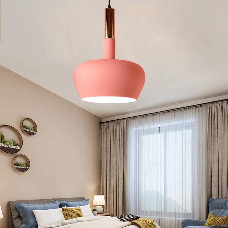 Wine Glass Metal Hanging Pendant Light Modernism 1 Light Blue/Pink/Yellow Suspension Pendant Pink Clearhalo 'Ceiling Lights' 'Modern Pendants' 'Modern' 'Pendant Lights' 'Pendants' Lighting' 137228