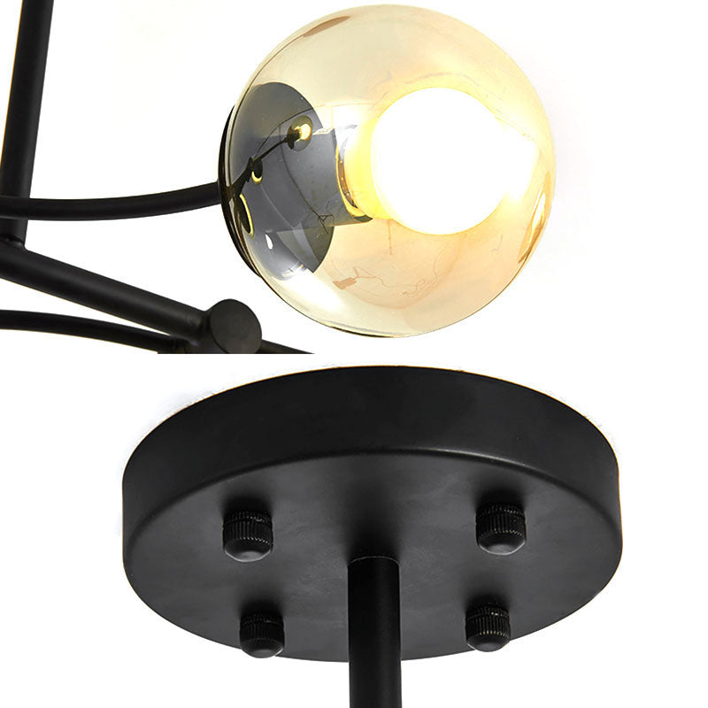 Sphere Shade Buffet Chandelier Lighting Glass 6-Head Modern Island Light in Black Clearhalo 'Ceiling Lights' 'Glass shade' 'Glass' 'Island Lights' Lighting' 137250