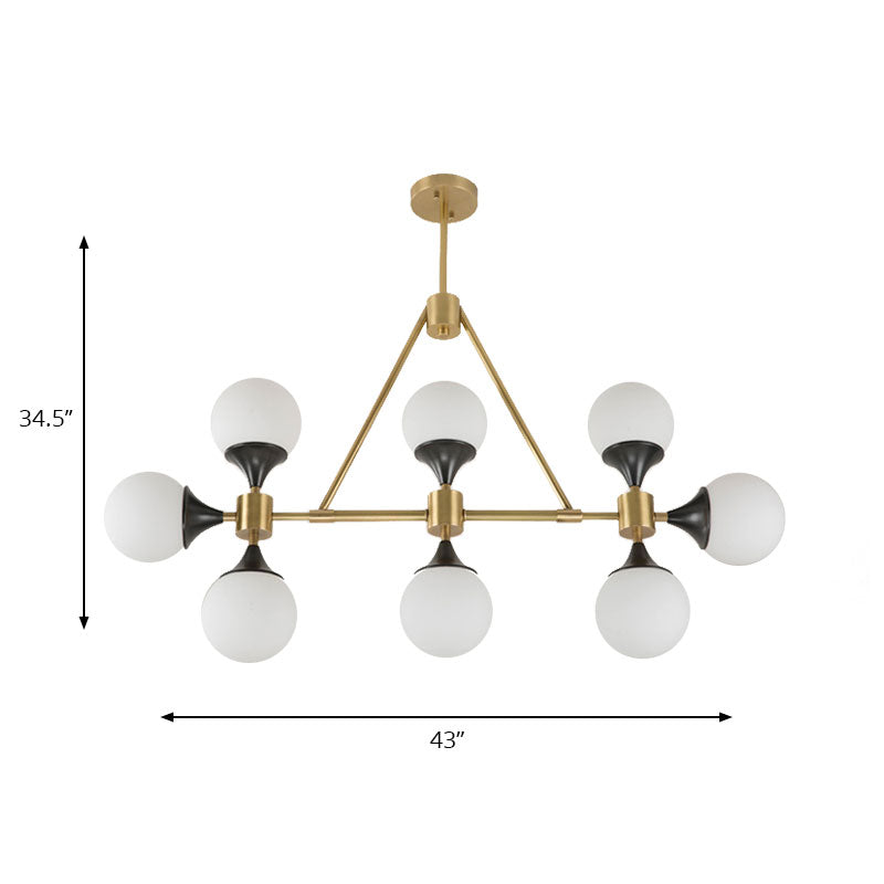 Restaurant Globe Shade Hanging Chandelier Metal 8 Lights Post Modern Gold Island Lighting Clearhalo 'Ceiling Lights' 'Glass shade' 'Glass' 'Island Lights' Lighting' 137254