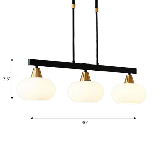 White Glass Oval Shade Chandelier Light 3/6 Lights Modern Hanging Pendant in Black Clearhalo 'Ceiling Lights' 'Island Lights' Lighting' 137274