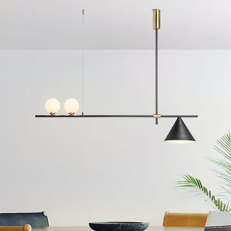 Triple Light Linear Chandelier Contemporary Metal Island Lighting in Black/Gold Clearhalo 'Ceiling Lights' 'Island Lights' Lighting' 137295