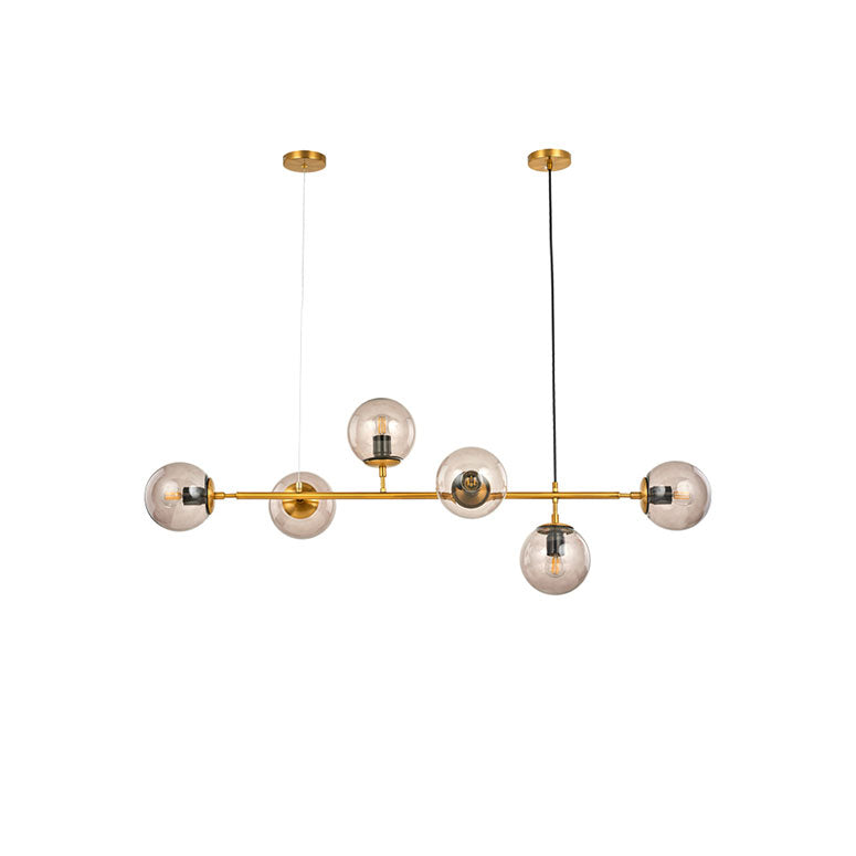 Smoke Gray Bubble Chandelier Lighting Six Lights Modern Glass Shade Island Light for Kitchen Dining Room Clearhalo 'Ceiling Lights' 'Close To Ceiling Lights' 'Glass shade' 'Glass' 'Island Lights' Lighting' 137303