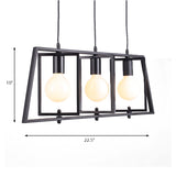 Exposed Bulb Dining Room Chandelier Metal 3-Light Simple Island Lighting in Black Clearhalo 'Ceiling Lights' 'Island Lights' Lighting' 137314