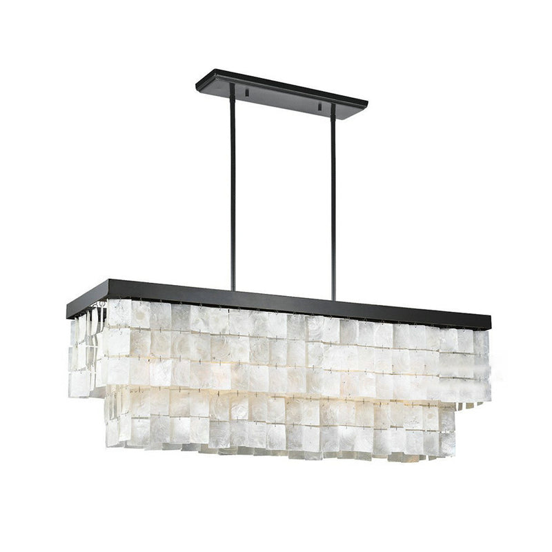 Rectangle Island Lighting Modern Shell Black LED Island Light Fixture for Living Room Clearhalo 'Ceiling Lights' 'Island Lights' Lighting' 137376