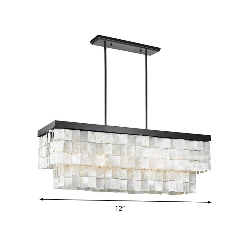 Rectangle Island Lighting Modern Shell Black LED Island Light Fixture for Living Room Clearhalo 'Ceiling Lights' 'Island Lights' Lighting' 137377