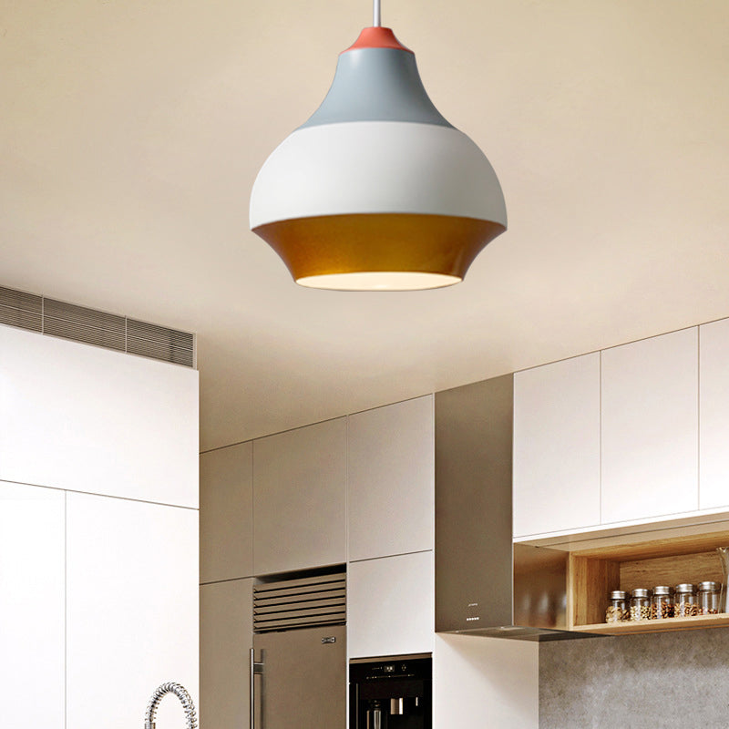 Urn Hanging Light Modern Metal 1 Light Grey/White/Green Pendant Light for Bedroom Clearhalo 'Ceiling Lights' 'Modern Pendants' 'Modern' 'Pendant Lights' 'Pendants' Lighting' 137453