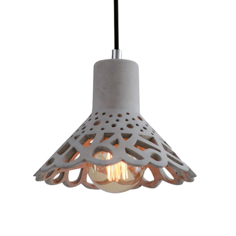 Etched Pendant Lighting in Nordic Style Concrete 1 Light Grey/White/Yellow Hanging Light with Geometric/Bell/Flared Shade Clearhalo 'Ceiling Lights' 'Modern Pendants' 'Modern' 'Pendant Lights' 'Pendants' Lighting' 137474