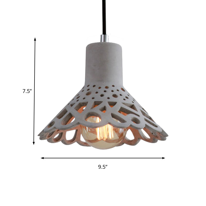 Etched Pendant Lighting in Nordic Style Concrete 1 Light Grey/White/Yellow Hanging Light with Geometric/Bell/Flared Shade Clearhalo 'Ceiling Lights' 'Modern Pendants' 'Modern' 'Pendant Lights' 'Pendants' Lighting' 137475