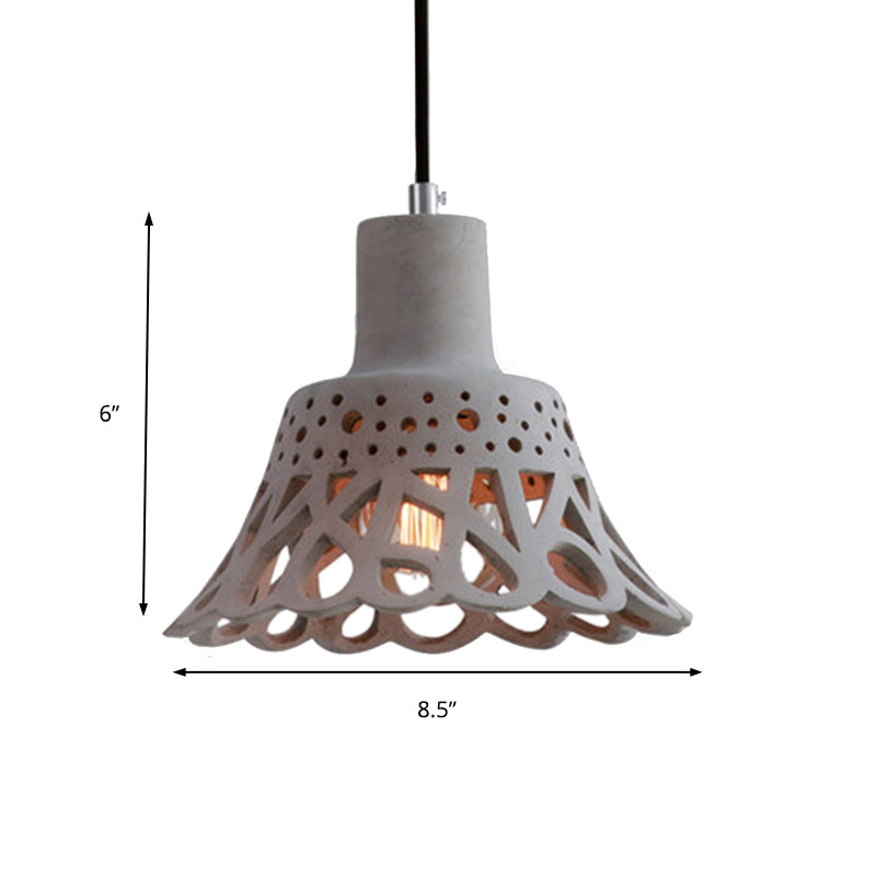 Etched Pendant Lighting in Nordic Style Concrete 1 Light Grey/White/Yellow Hanging Light with Geometric/Bell/Flared Shade Clearhalo 'Ceiling Lights' 'Modern Pendants' 'Modern' 'Pendant Lights' 'Pendants' Lighting' 137478