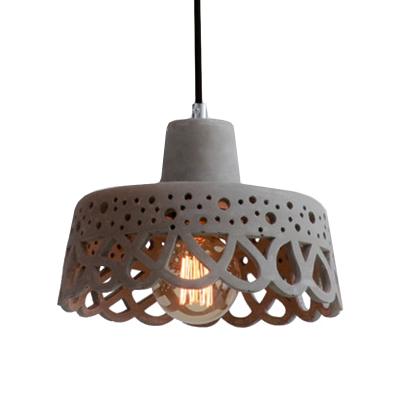 Etched Pendant Lighting in Nordic Style Concrete 1 Light Grey/White/Yellow Hanging Light with Geometric/Bell/Flared Shade Clearhalo 'Ceiling Lights' 'Modern Pendants' 'Modern' 'Pendant Lights' 'Pendants' Lighting' 137480