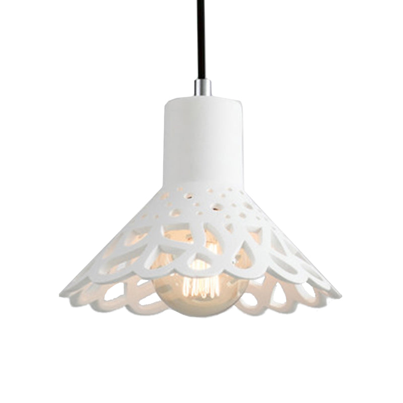 Etched Pendant Lighting in Nordic Style Concrete 1 Light Grey/White/Yellow Hanging Light with Geometric/Bell/Flared Shade Clearhalo 'Ceiling Lights' 'Modern Pendants' 'Modern' 'Pendant Lights' 'Pendants' Lighting' 137490