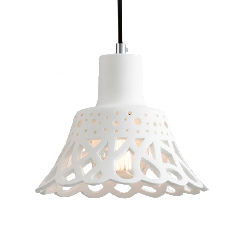 Etched Pendant Lighting in Nordic Style Concrete 1 Light Grey/White/Yellow Hanging Light with Geometric/Bell/Flared Shade Clearhalo 'Ceiling Lights' 'Modern Pendants' 'Modern' 'Pendant Lights' 'Pendants' Lighting' 137492