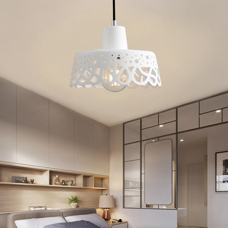 Etched Pendant Lighting in Nordic Style Concrete 1 Light Grey/White/Yellow Hanging Light with Geometric/Bell/Flared Shade White C Clearhalo 'Ceiling Lights' 'Modern Pendants' 'Modern' 'Pendant Lights' 'Pendants' Lighting' 137493