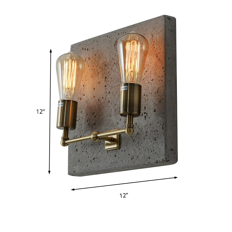 Naked Bulb Shade Wall Light Sconce Modern Concrete 2 Lights Grey/White Wall Sconce with Cement Backplate Clearhalo 'Cast Iron' 'Glass' 'Industrial' 'Modern wall lights' 'Modern' 'Tiffany' 'Traditional wall lights' 'Wall Lamps & Sconces' 'Wall Lights' Lighting' 137521