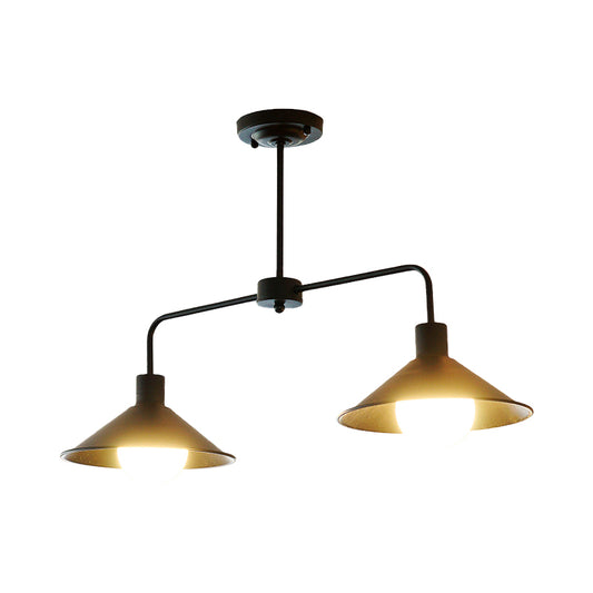 Black/White Conic Pendant Light Industrial Stylish Metallic 2 Heads Kitchen Island Lighting with Angle Arm Clearhalo 'Ceiling Lights' 'Island Lights' Lighting' 137542