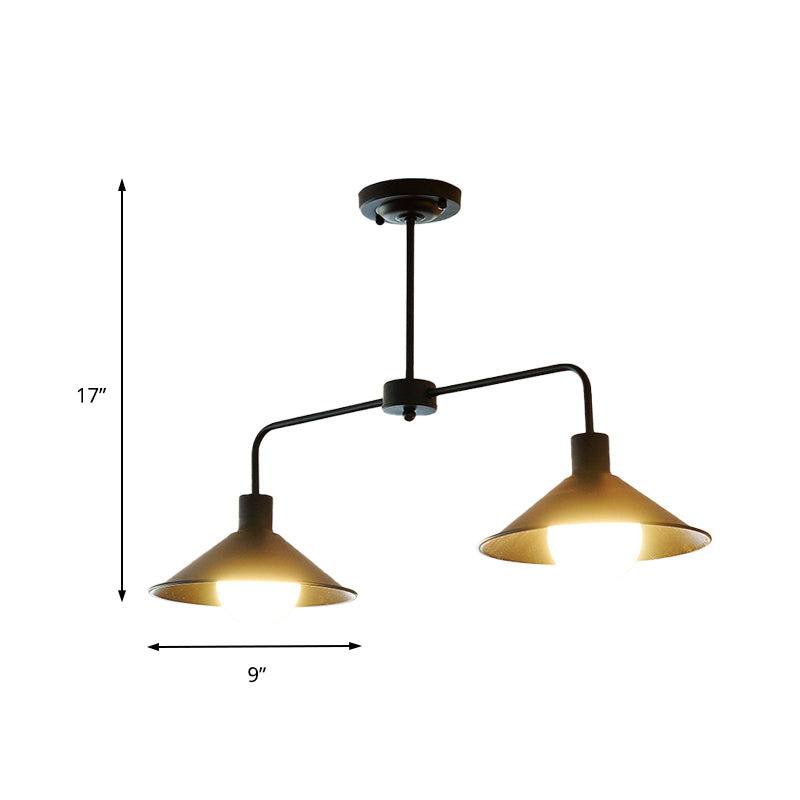 Black/White Conic Pendant Light Industrial Stylish Metallic 2 Heads Kitchen Island Lighting with Angle Arm Clearhalo 'Ceiling Lights' 'Island Lights' Lighting' 137543