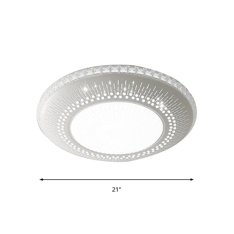 21"/25" Width Round Shade Flush Mount Fixture Contemporary Crystal Accent LED Ceiling Lamp in White Light Clearhalo 'Ceiling Lights' 'Close To Ceiling Lights' 'Close to ceiling' 'Flush mount' Lighting' 137553