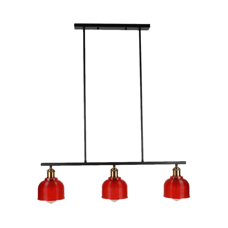 Black 3-Light Pendant Lighting Industrial Red/Yellow/Blue Glass Bowl Island Lamp Clearhalo 'Ceiling Lights' 'Island Lights' Lighting' 137600