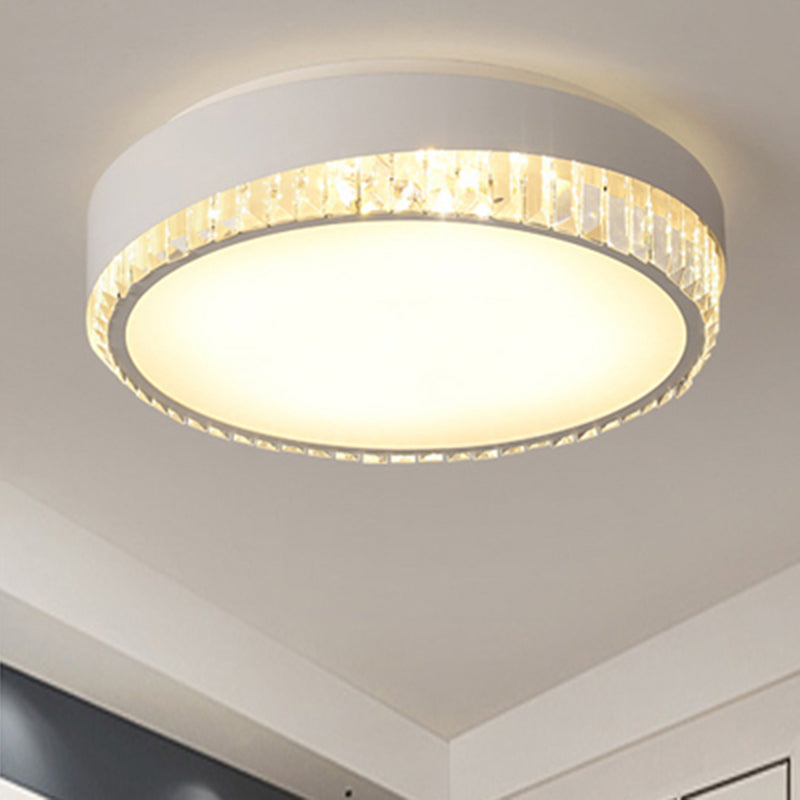 16.5"/20.5" Wide Modern Round Flush Mount Lighting Acrylic Bedroom Flush Ceiling Light with Crystal Accent in Warm/White Light White Warm Clearhalo 'Ceiling Lights' 'Close To Ceiling Lights' 'Close to ceiling' 'Flush mount' Lighting' 137625