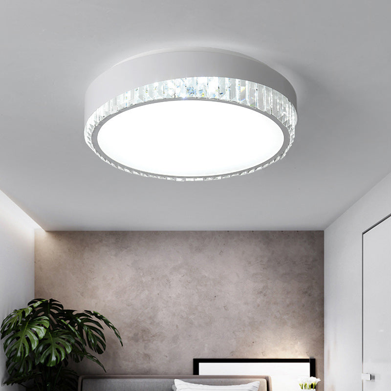 16.5"/20.5" Wide Modern Round Flush Mount Lighting Acrylic Bedroom Flush Ceiling Light with Crystal Accent in Warm/White Light White White Clearhalo 'Ceiling Lights' 'Close To Ceiling Lights' 'Close to ceiling' 'Flush mount' Lighting' 137626