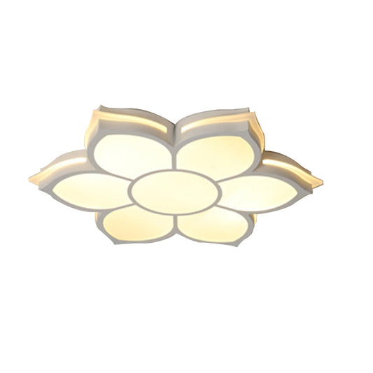 Flower Flush Mount Modern Metal White Integrated LED Living Room Ceiling Mounted Light in Warm/White, 20.5"/27"/31.5" Dia Clearhalo 'Ceiling Lights' 'Close To Ceiling Lights' 'Close to ceiling' 'Flush mount' Lighting' 137783