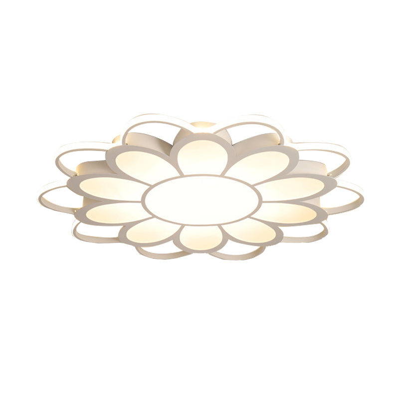 White Flower Flush Mount Fixture Contemporary Metal LED Ceiling Light for Living Room in Warm/White, 20.5"/27"/31.5" Dia Clearhalo 'Ceiling Lights' 'Close To Ceiling Lights' 'Close to ceiling' 'Flush mount' Lighting' 137824