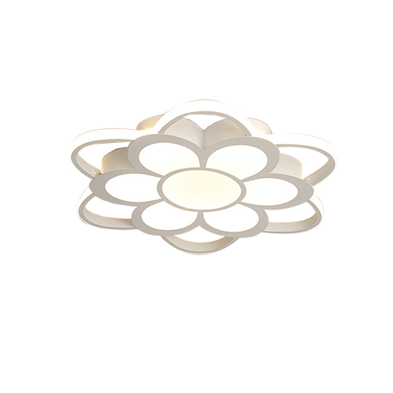 White Flower Flush Mount Fixture Contemporary Metal LED Ceiling Light for Living Room in Warm/White, 20.5"/27"/31.5" Dia Clearhalo 'Ceiling Lights' 'Close To Ceiling Lights' 'Close to ceiling' 'Flush mount' Lighting' 137828