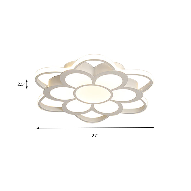 White Flower Flush Mount Fixture Contemporary Metal LED Ceiling Light for Living Room in Warm/White, 20.5"/27"/31.5" Dia Clearhalo 'Ceiling Lights' 'Close To Ceiling Lights' 'Close to ceiling' 'Flush mount' Lighting' 137829