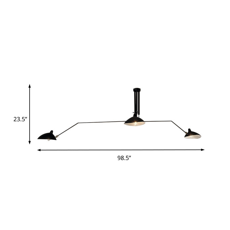 Metallic Cone Shade Semi Flush Chandelier Industrial Style 3-Light Indoor Semi Flush Mount Lighting in Black Clearhalo 'Ceiling Lights' 'Close To Ceiling Lights' 'Close to ceiling' 'Semi-flushmount' Lighting' 137886