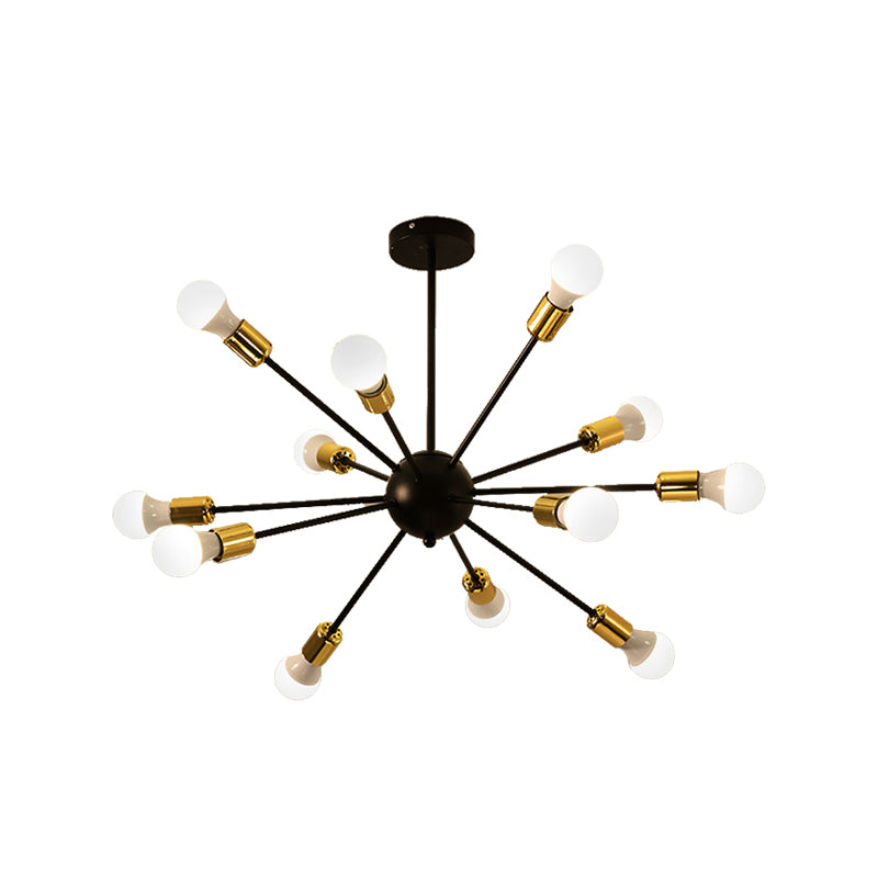 12 Lights Metal Ceiling Light Fixture Industrial Style Black Finish Sputnik Indoor Semi Flush Mount Lighting Clearhalo 'Ceiling Lights' 'Close To Ceiling Lights' 'Close to ceiling' 'Semi-flushmount' Lighting' 137901