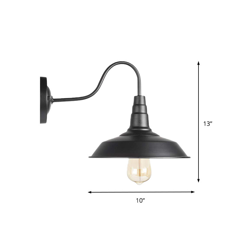 Farmhouse Barn Wall Lighting 1 Light Metal Sconce Lamp with Gooseneck Arm in Black for Bedroom, 2 Packs Clearhalo 'Cast Iron' 'Glass' 'Industrial' 'Modern wall lights' 'Modern' 'Tiffany' 'Traditional wall lights' 'Wall Lamps & Sconces' 'Wall Lights' Lighting' 138005