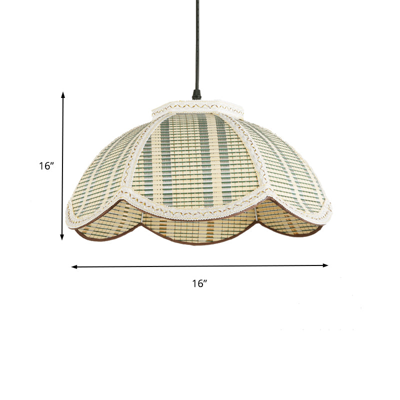 Flower Shaped Hanging Light Fixture Chinese Bamboo 1 Light Brown/Beige Pendant Lamp for Bedroom Balcony Clearhalo 'Ceiling Lights' 'Pendant Lights' 'Pendants' Lighting' 138330