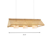 Modernist Linear Island Lighting Wood 3-Light Dining Room Island Lamp with White Glass Cylinder Shade in Beige/Brown Clearhalo 'Ceiling Lights' 'Island Lights' Lighting' 138376