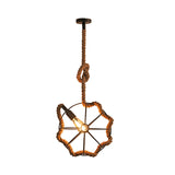 1 Head Wheel Cage Pendant Lighting Industrial Beige Rope and Metal Adjustable Hanging Ceiling Light Clearhalo 'Art Deco Pendants' 'Cast Iron' 'Ceiling Lights' 'Ceramic' 'Crystal' 'Industrial Pendants' 'Industrial' 'Metal' 'Middle Century Pendants' 'Pendant Lights' 'Pendants' 'Tiffany' Lighting' 138615