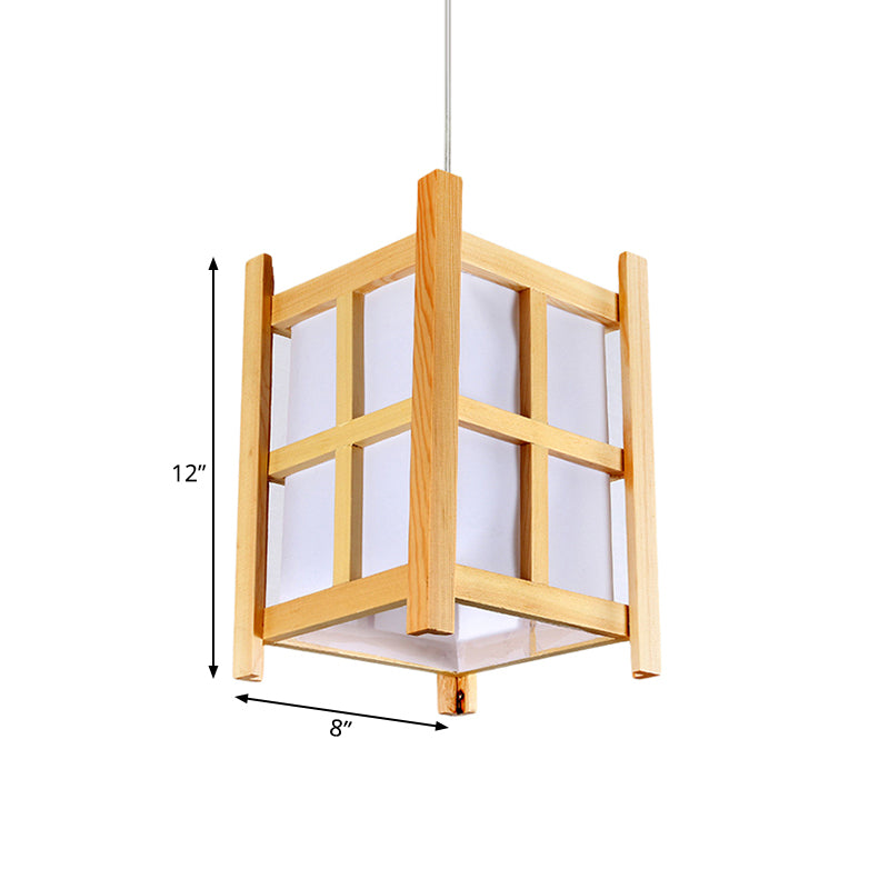 Wooden Square Pendant Lighting Asian 1-Light Hanging Lamp with Paper Shade for Restaurant Clearhalo 'Ceiling Lights' 'Modern Pendants' 'Modern' 'Pendant Lights' 'Pendants' Lighting' 138628