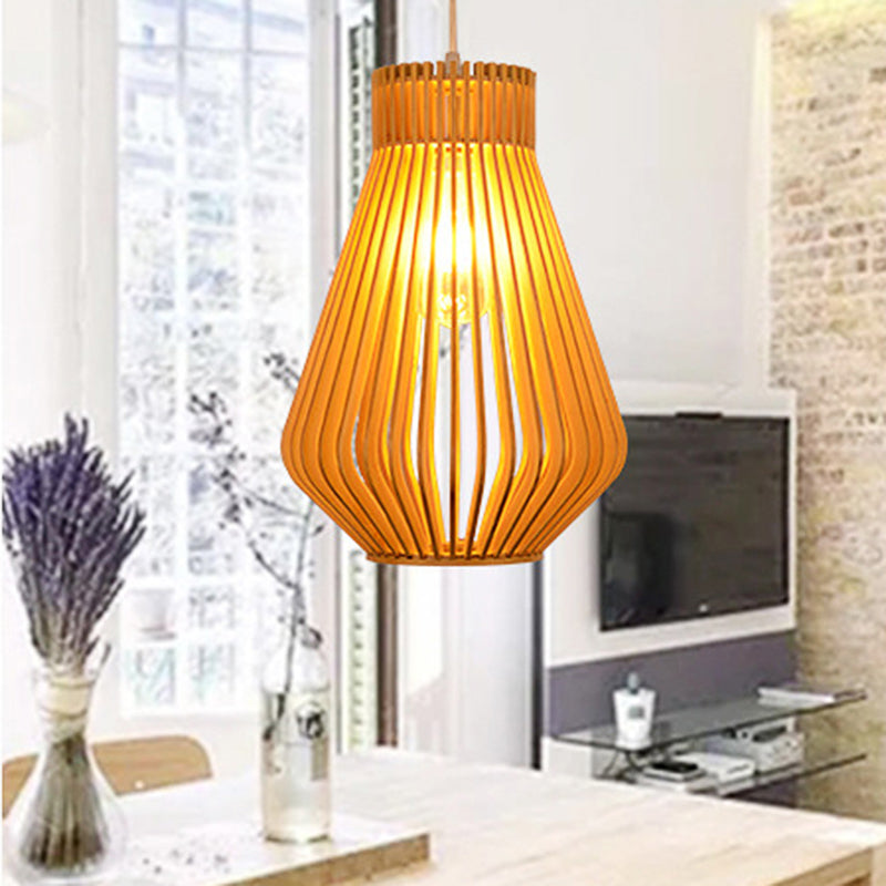 Modern Style Diamond Shaped Pendant Light Bamboo 1-Head Living Room Pendant Lamp in Beige Clearhalo 'Ceiling Lights' 'Pendant Lights' 'Pendants' Lighting' 138653