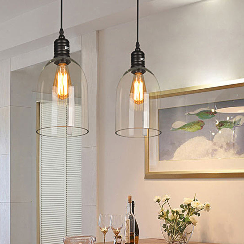 Black Jug-Shaped Pendant Ceiling Light Modern Clear Glass 1-Light Coffee Shop Hanging Lamp Clearhalo 'Ceiling Lights' 'Close To Ceiling Lights' 'Glass shade' 'Glass' 'Industrial Pendants' 'Industrial' 'Middle Century Pendants' 'Pendant Lights' 'Pendants' 'Tiffany' Lighting' 138674