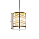 6"/8.5" Wide Wooden Square Hanging Lantern Light Japanese 1-Light Natural Wood Pendant Lamp for Foyer Dining Room Clearhalo 'Ceiling Lights' 'Pendant Lights' 'Pendants' Lighting' 138680