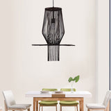 Modern Style Hand-Woven Hanging Lighting Bamboo 1-Bulb Dining Room Pendant Lighting in Black Clearhalo 'Ceiling Lights' 'Modern Pendants' 'Modern' 'Pendant Lights' 'Pendants' Lighting' 138777