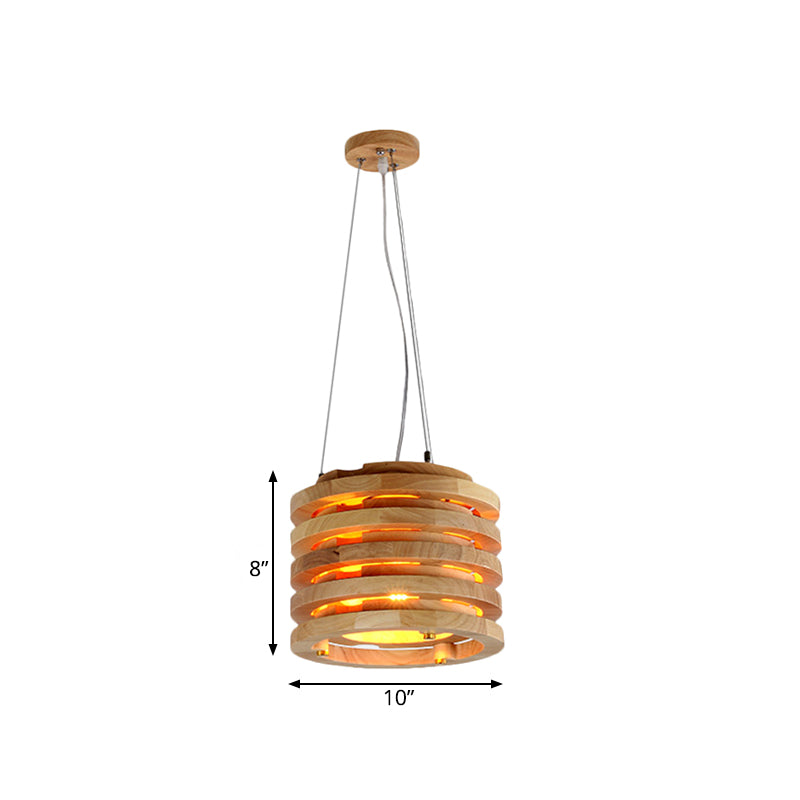 10"/16" Wide Wooden Cylindrical Hanging Light Contemporary 1 Light Pendant Lamp in Natural Wood for Living Room Clearhalo 'Ceiling Lights' 'Modern Pendants' 'Modern' 'Pendant Lights' 'Pendants' Lighting' 138823