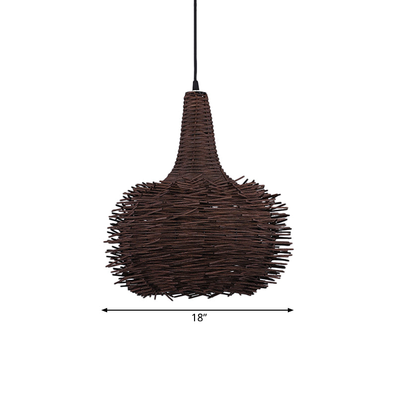 Brown Bird Nest Hanging Pendant Rustic 1 Light Bamboo Suspension Lamp for Living Room Tea House Clearhalo 'Ceiling Lights' 'Modern Pendants' 'Modern' 'Pendant Lights' 'Pendants' Lighting' 138840