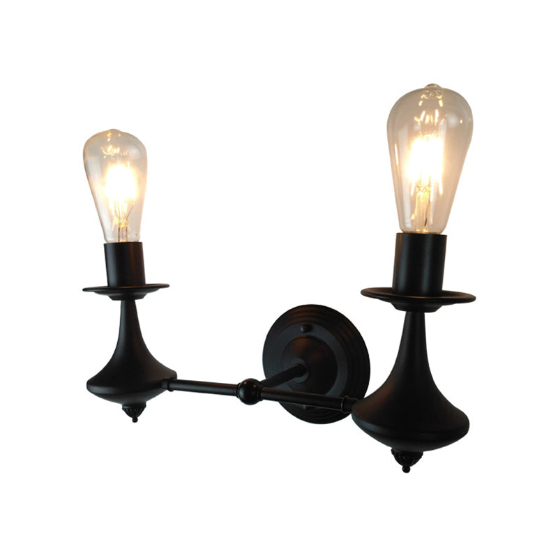 Metallic Black Wall Sconce Light Exposed Bulb 1/2-Light Industrial Vintage Wall Mount Light for Living Room Clearhalo 'Art deco wall lights' 'Cast Iron' 'Glass' 'Industrial wall lights' 'Industrial' 'Middle century wall lights' 'Modern' 'Rustic wall lights' 'Tiffany' 'Traditional wall lights' 'Wall Lamps & Sconces' 'Wall Lights' Lighting' 138875